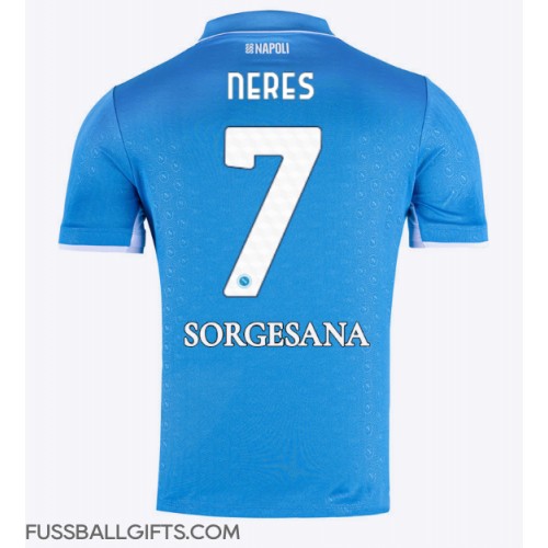 SSC Napoli David Neres #7 Fußballbekleidung Heimtrikot 2024-25 Kurzarm